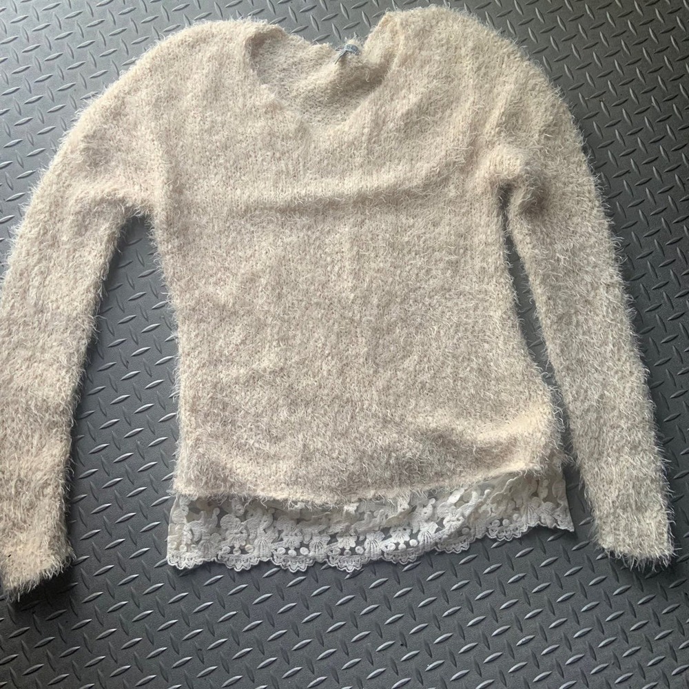Boutique super soft lace sweater cozy winter Victorian classic boho coquette